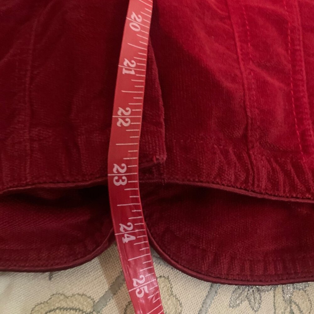 Y2K Women's Red Corduroy Blazer Rhinestone Buttons Red Silk Piping Jacket XL - Picture 7 of 16